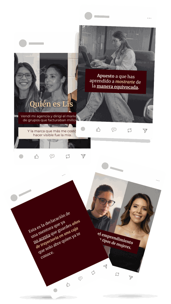Secuencia de las piezas de contenido del desafío, una detrás de otra, mostrando la coherencia de la semana