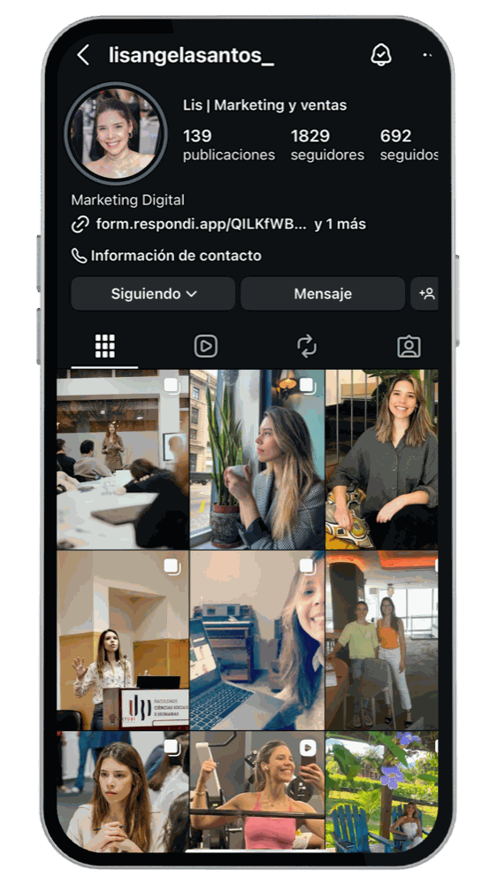 Perfil de Instagram sin estructura