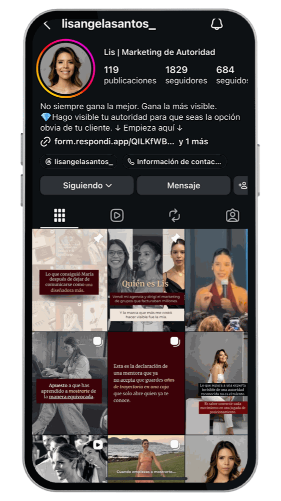 Perfil de Instagram con estructura