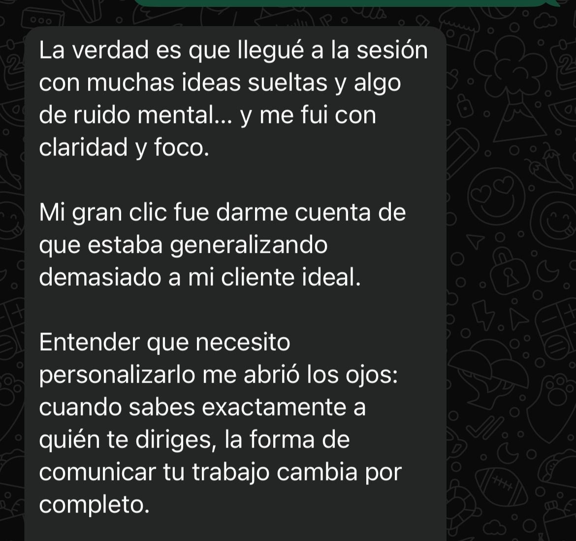 Mensaje de Maria: llegué con ideas sueltas y me fui con claridad y foco