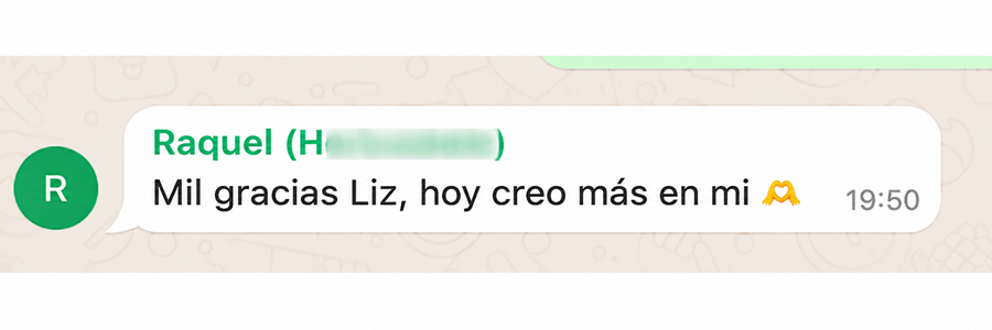 Mensaje de Raquel: hoy creo más en mí